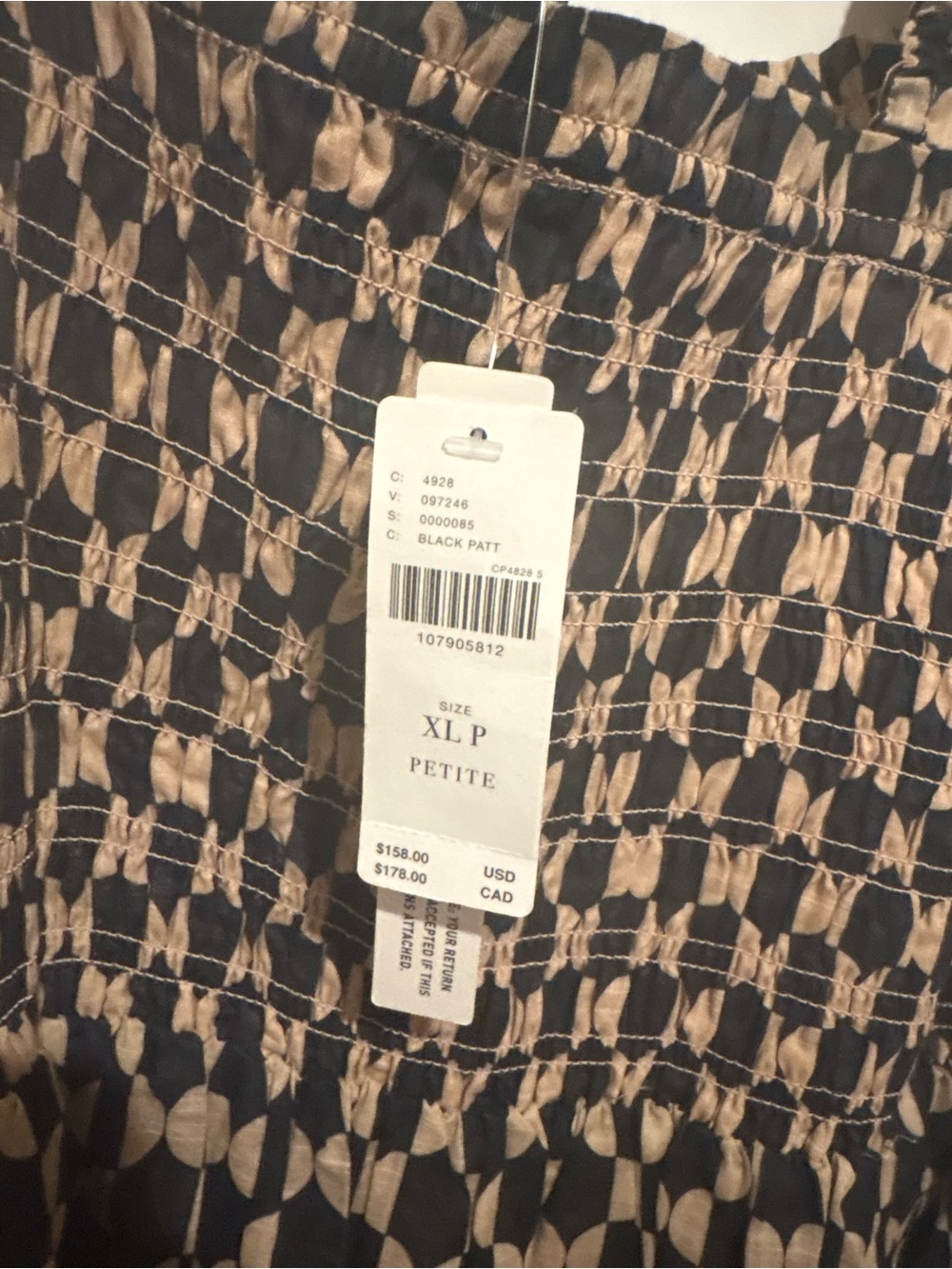 Anthropologie Peregrine Square-Neck Midi Dress XLP Color: Black Pattern NWT - Picture 5 of 5
